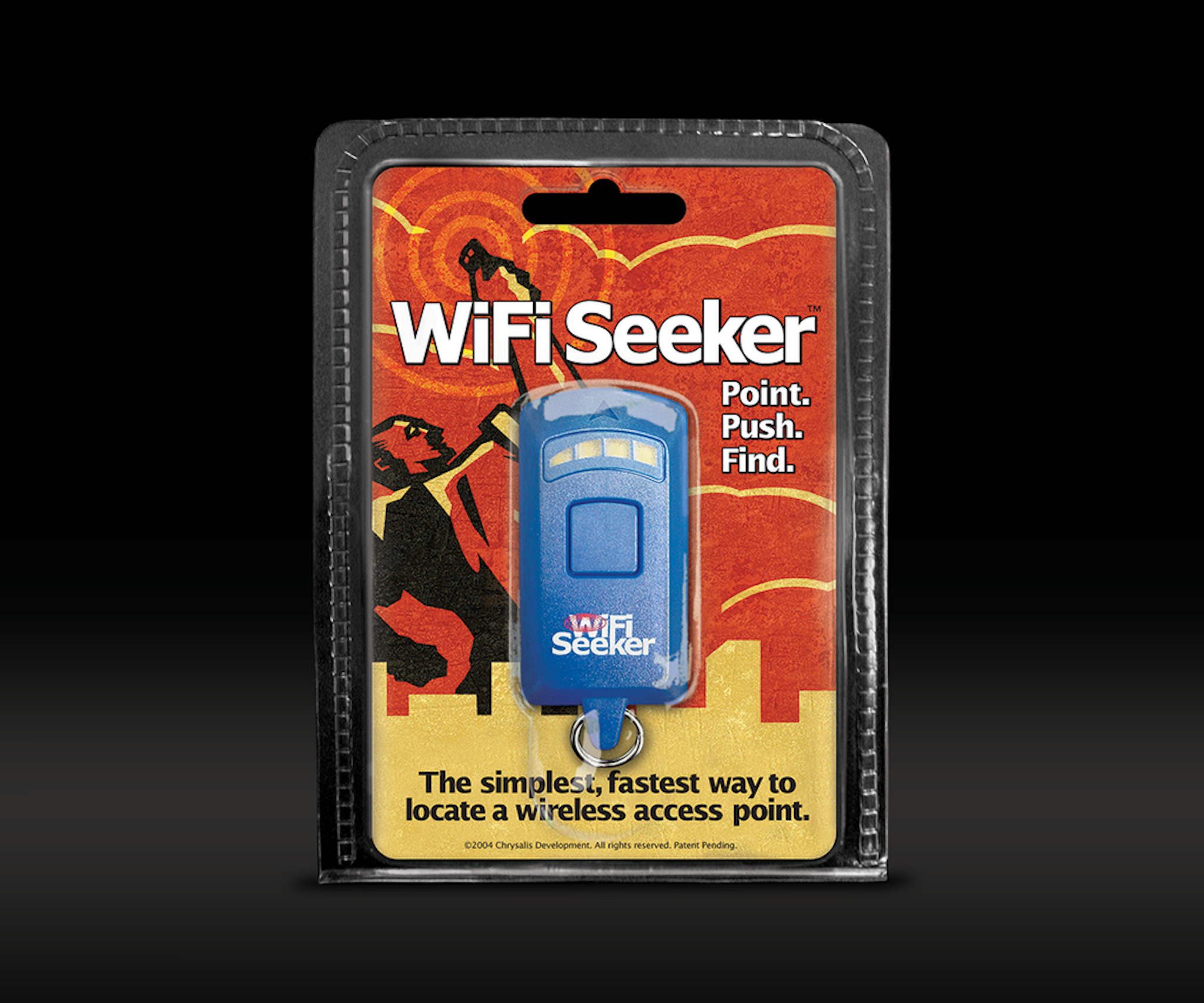 Key fob WiFi signal finder branding and packaging