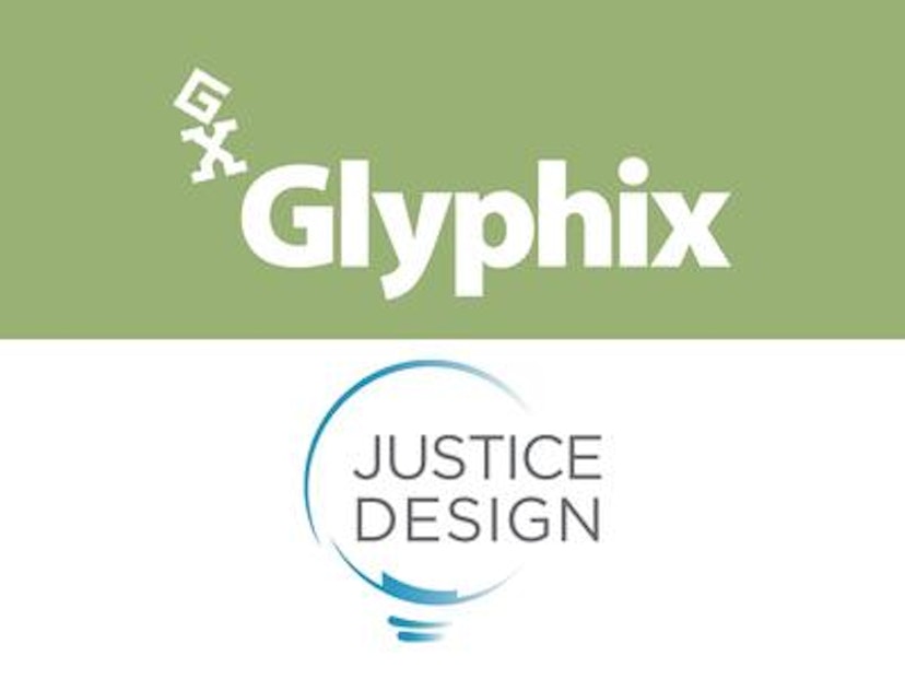 Logos for Glyphix and Justice Design Group