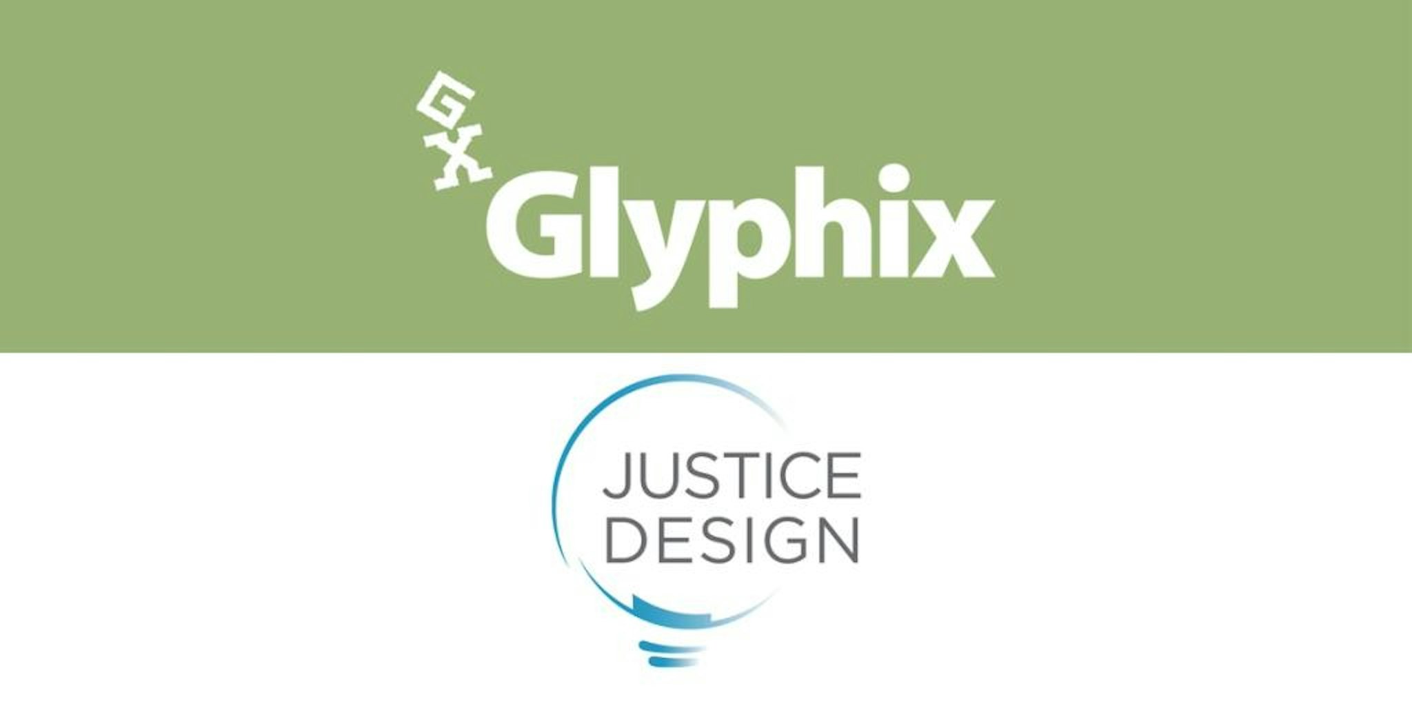 Logos for Glyphix and Justice Design Group